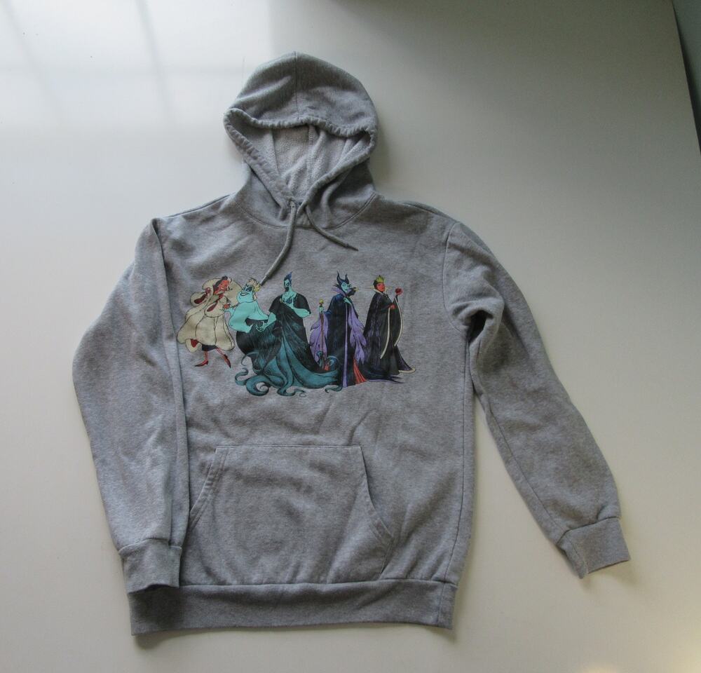 Disney Villains Hoodie Pullover Gray Sweatshirt Women's S 4-6 Cruella Queen